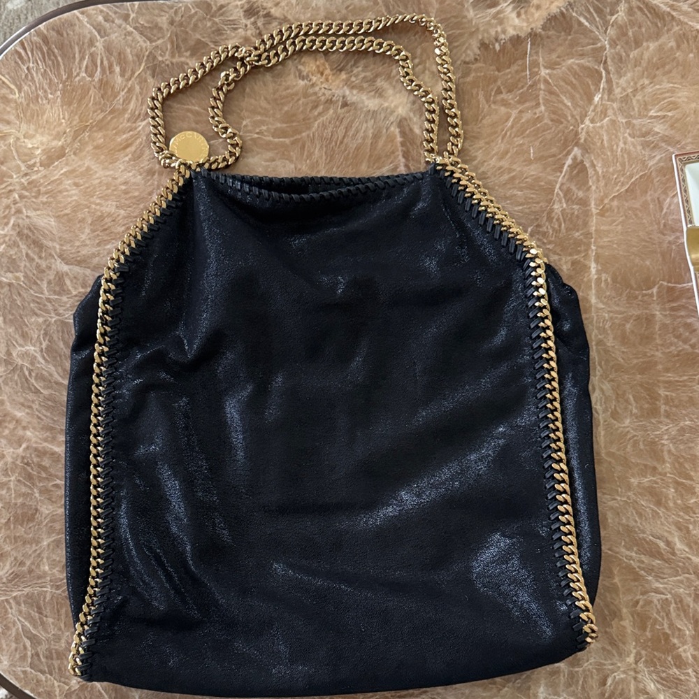 Stella McCartney Black Shoulder Bag with Gold Chain